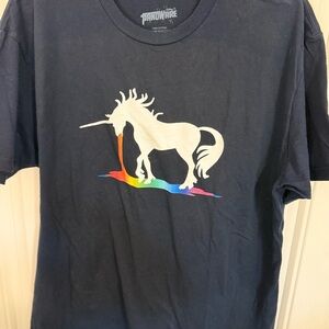 Blue Short Sleeve Tee with Graphic Design